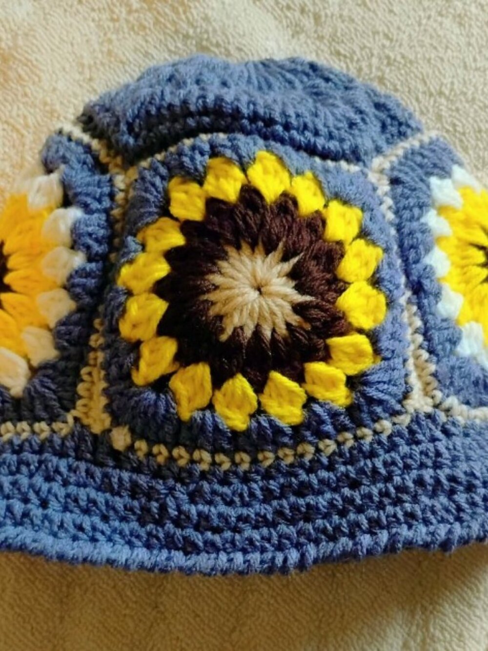 handmade crocheted sunflower bucket hat